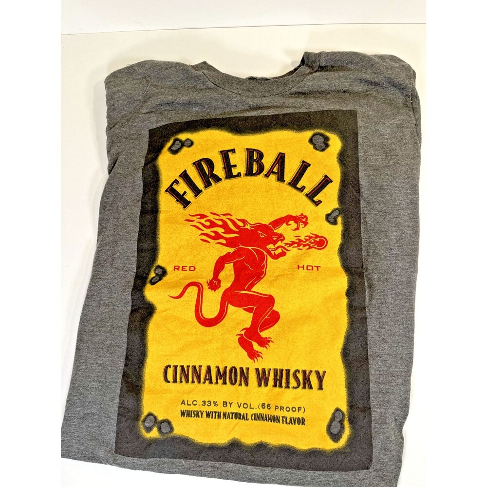 Fireball Cinnamon Whisky Graphic T-Shirt Adult Size M Black Logo Tee